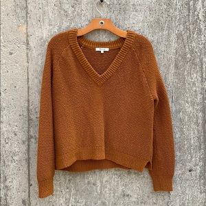 Madewell Cotton Cropped V-Neck Sweater